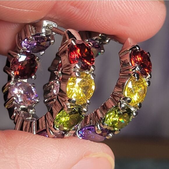 Multi Gemstone Inside Out Earrings - Picture 1 of 11